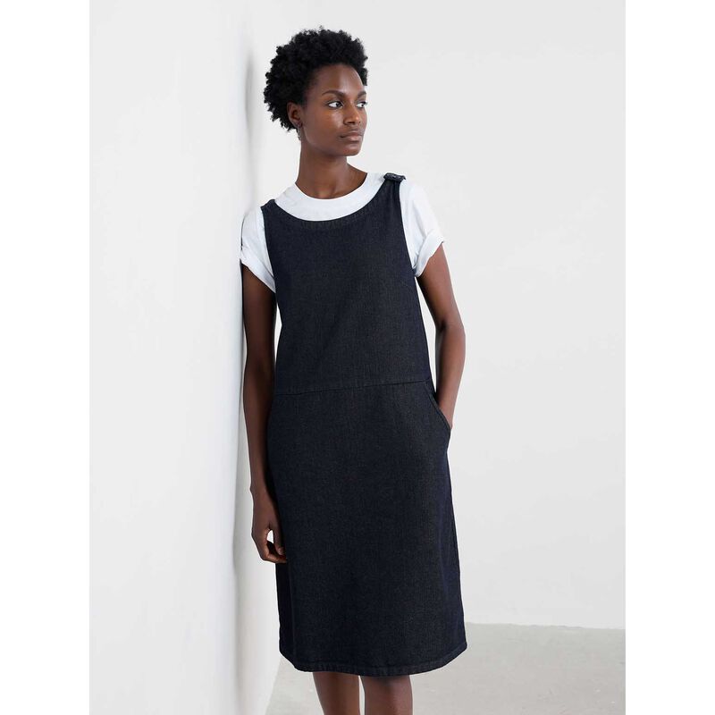 Seasalt Cornwall Salt Weave Pinafore - Dark Wash image number 2
